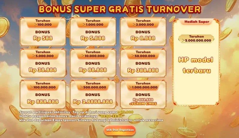 BONUS SUPER GRATIS TURNOVER
